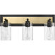 Gasol 3 Light 20.88 inch Matte Black/Vintage Brass Vanity Light Wall Light